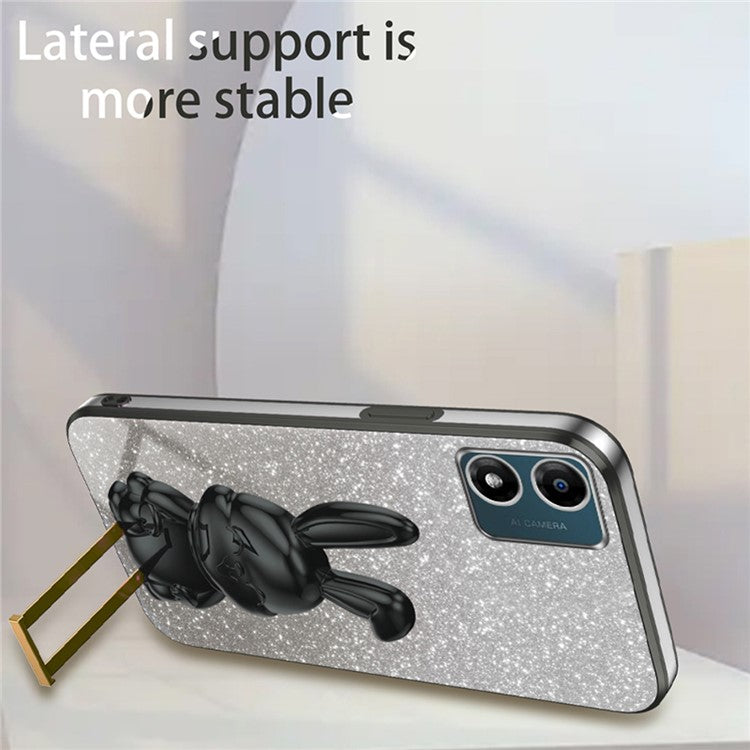 Back Cover for Motorola Moto E13 4G , Drop Resistant PC+TPU Phone Case with Kickstand - Black