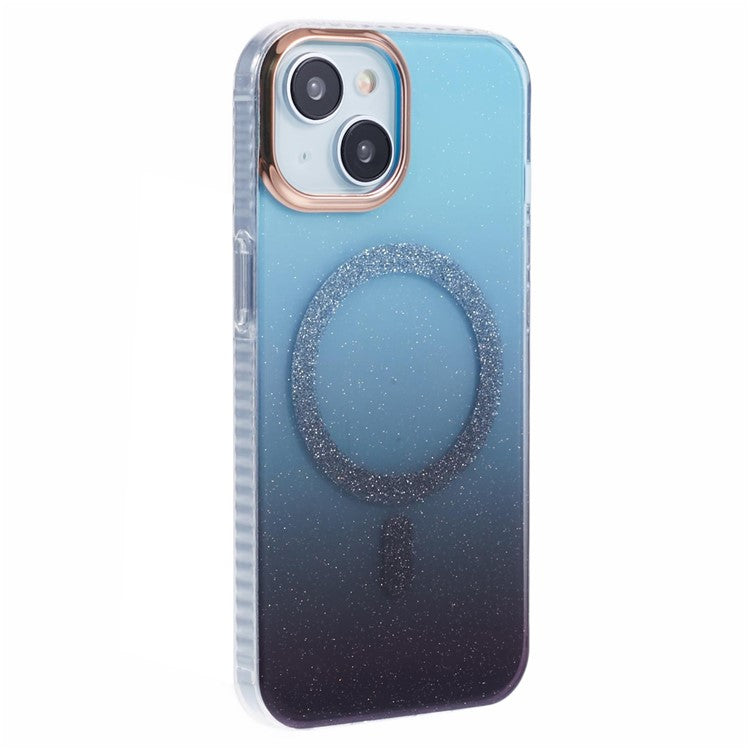 For iPhone 14 inch Magnetic Case TPU+Acrylic IMD Back Cover Compatible with MagSafe - Blue