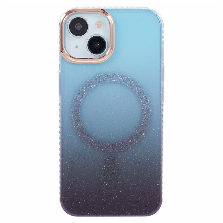 For iPhone 14 inch Magnetic Case TPU+Acrylic IMD Back Cover Compatible with MagSafe - Blue