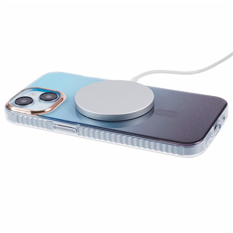 For iPhone 14 inch Magnetic Case TPU+Acrylic IMD Back Cover Compatible with MagSafe - Blue