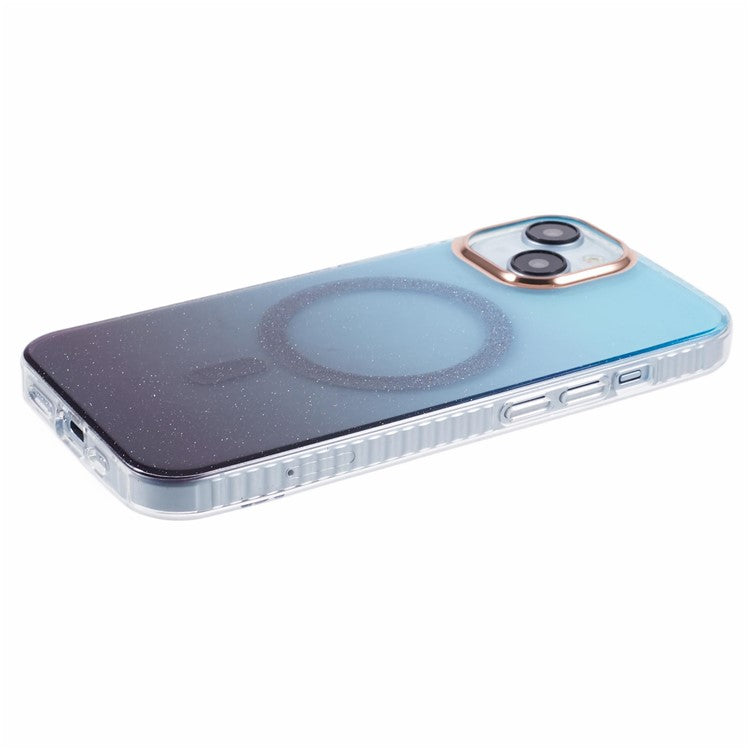 For iPhone 14 inch Magnetic Case TPU+Acrylic IMD Back Cover Compatible with MagSafe - Blue