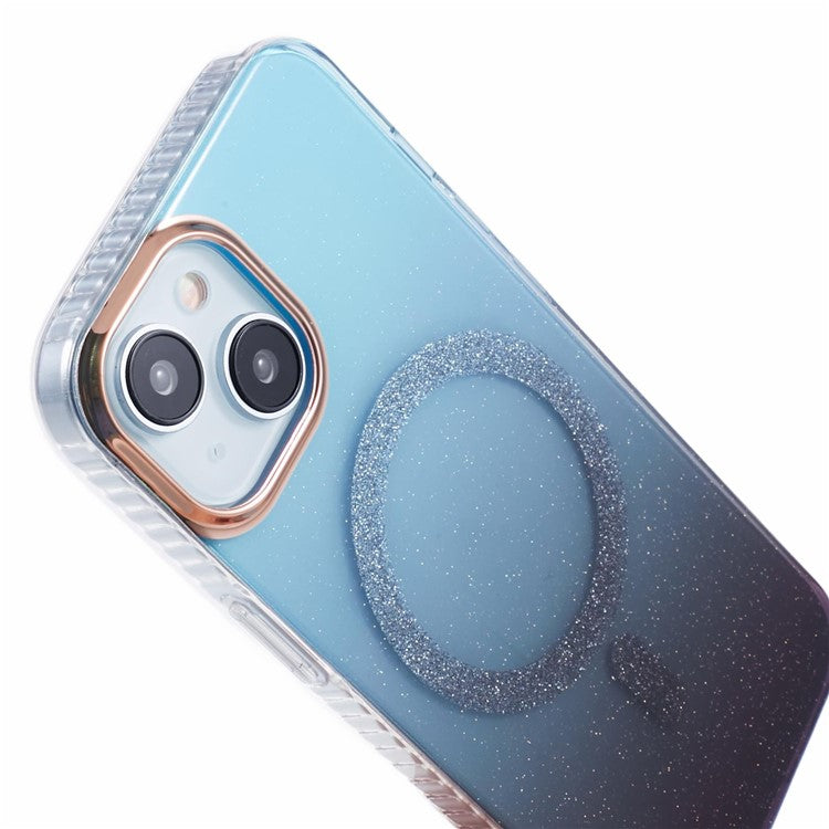 For iPhone 14 inch Magnetic Case TPU+Acrylic IMD Back Cover Compatible with MagSafe - Blue