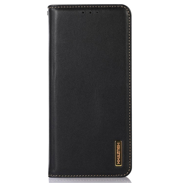 KHAZNEH For Motorola Moto G45 5G / G34 5G Case Genuine Cow Leather Phone Cover Wallet - Black
