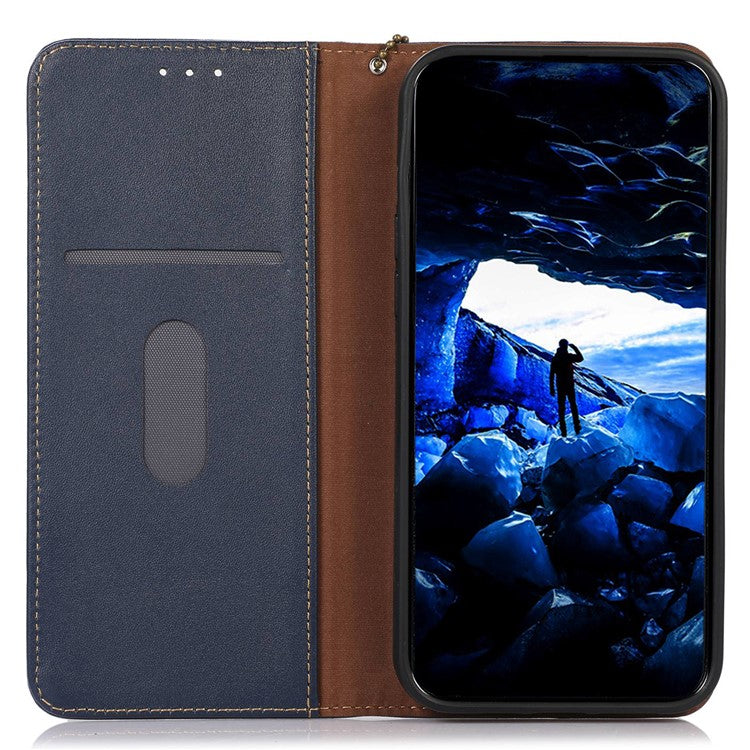 KHAZNEH For Motorola Moto G45 5G / G34 5G Case Genuine Cow Leather Phone Cover Wallet - Blue