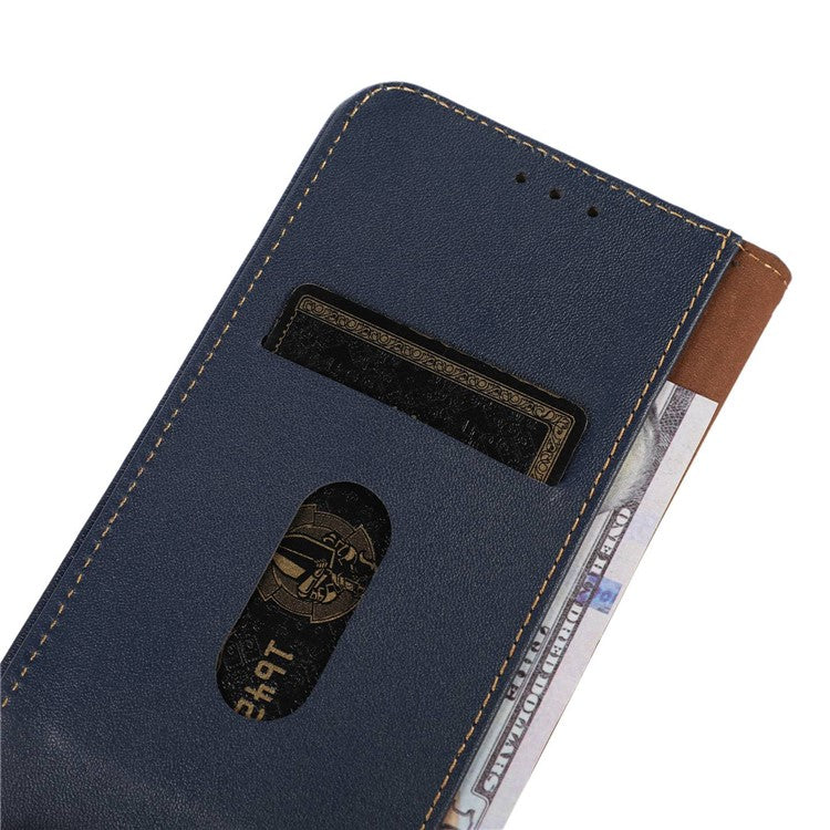 KHAZNEH For Motorola Moto G45 5G / G34 5G Case Genuine Cow Leather Phone Cover Wallet - Blue