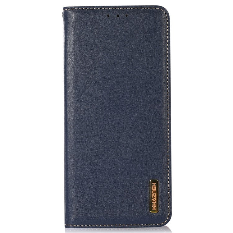 KHAZNEH For Motorola Moto G45 5G / G34 5G Case Genuine Cow Leather Phone Cover Wallet - Blue