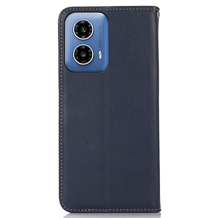 KHAZNEH For Motorola Moto G45 5G / G34 5G Case Genuine Cow Leather Phone Cover Wallet - Blue