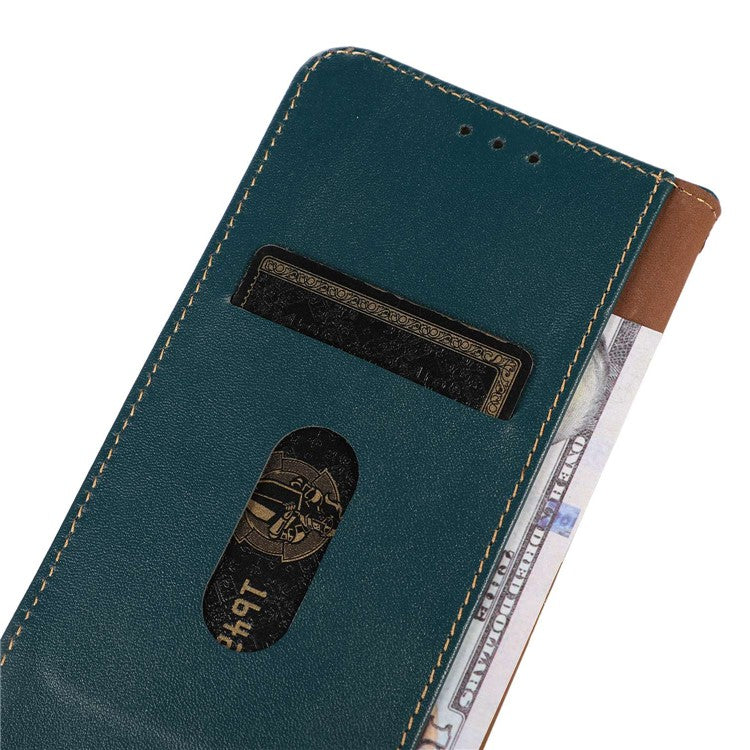 KHAZNEH For Motorola Moto G45 5G / G34 5G Case Genuine Cow Leather Phone Cover Wallet - Green