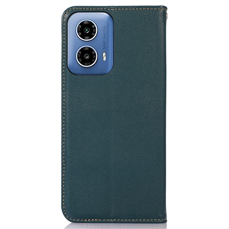 KHAZNEH For Motorola Moto G45 5G / G34 5G Case Genuine Cow Leather Phone Cover Wallet - Green