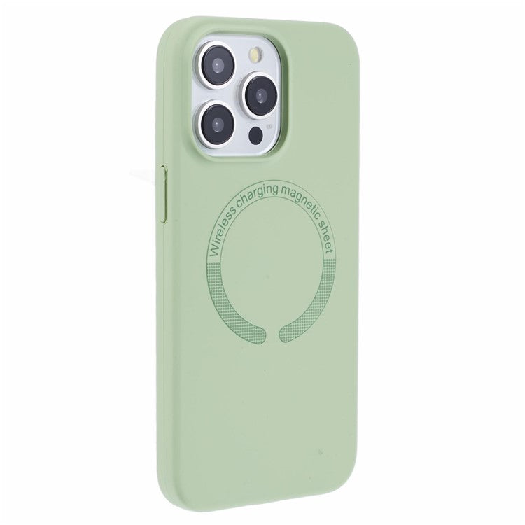 BJT Series For iPhone 14 Pro Max Case TPU+Silicone Fabric Lining Protective Shell Compatible with MagSafe - Matcha Green