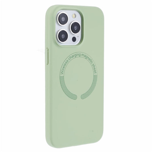 BJT Series For iPhone 14 Pro Max Case TPU+Silicone Fabric Lining Protective Shell Compatible with MagSafe - Matcha Green