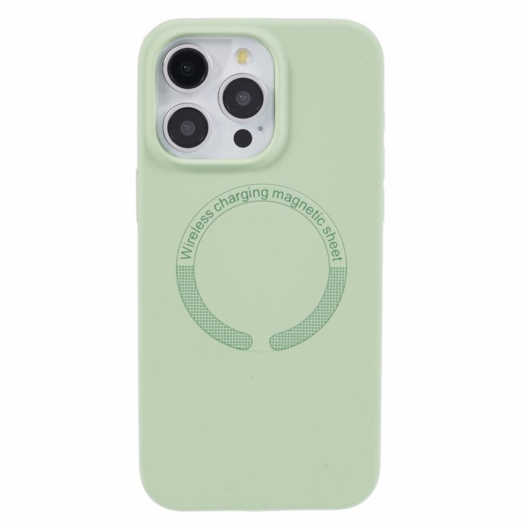 BJT Series For iPhone 14 Pro Max Case TPU+Silicone Fabric Lining Protective Shell Compatible with MagSafe - Matcha Green