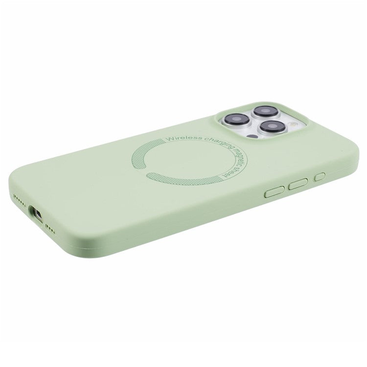 BJT Series For iPhone 14 Pro Max Case TPU+Silicone Fabric Lining Protective Shell Compatible with MagSafe - Matcha Green