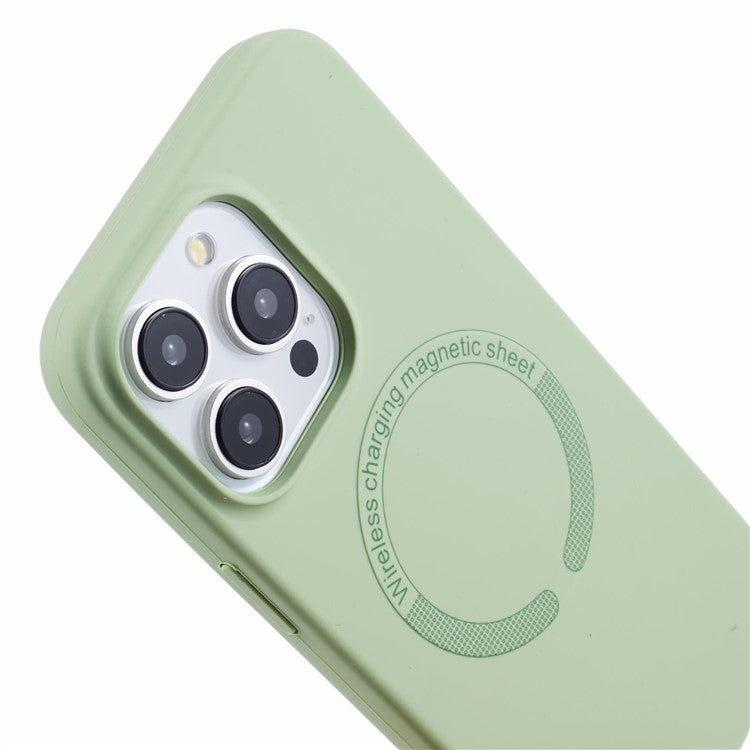 BJT Series For iPhone 14 Pro Max Case TPU+Silicone Fabric Lining Protective Shell Compatible with MagSafe - Matcha Green