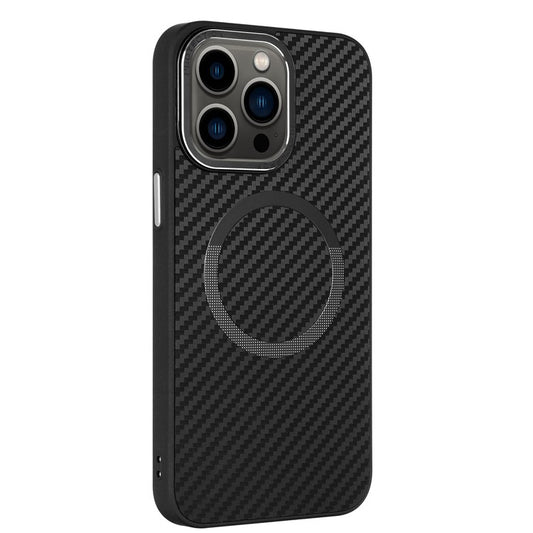 ICON For iPhone 14 Pro Max Slim Case Compatible with MagSafe Carbon Fiber Texture TPU+PC Phone Case - Black