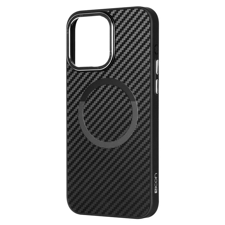 ICON For iPhone 14 Pro Max Slim Case Compatible with MagSafe Carbon Fiber Texture TPU+PC Phone Case - Black