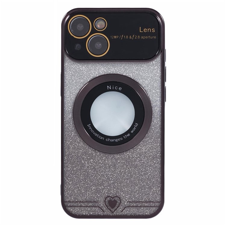 For iPhone 14 Plus Electroplating Case Compatible with MagSafe TPU Phone Cover - Black