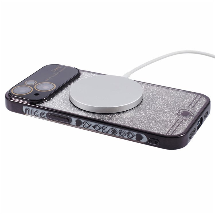 For iPhone 14 Plus Electroplating Case Compatible with MagSafe TPU Phone Cover - Black