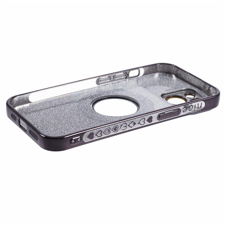 For iPhone 14 Plus Electroplating Case Compatible with MagSafe TPU Phone Cover - Black