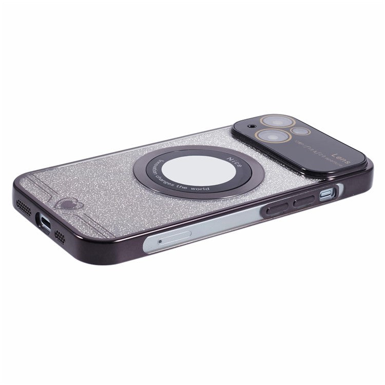 For iPhone 14 Plus Electroplating Case Compatible with MagSafe TPU Phone Cover - Black