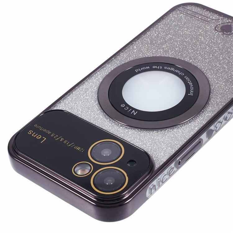 For iPhone 14 Plus Electroplating Case Compatible with MagSafe TPU Phone Cover - Black