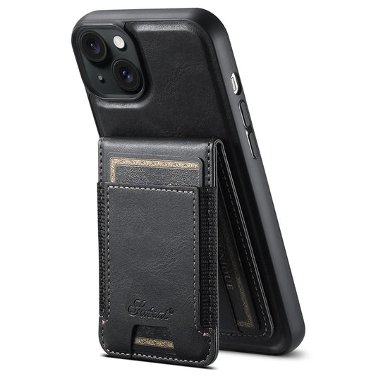 SUTENI H17 For iPhone 14 Plus Case Compatible with MagSafe Detachable Card Holder Phone Shell - Black