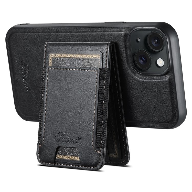 SUTENI H17 For iPhone 14 Plus Case Compatible with MagSafe Detachable Card Holder Phone Shell - Black