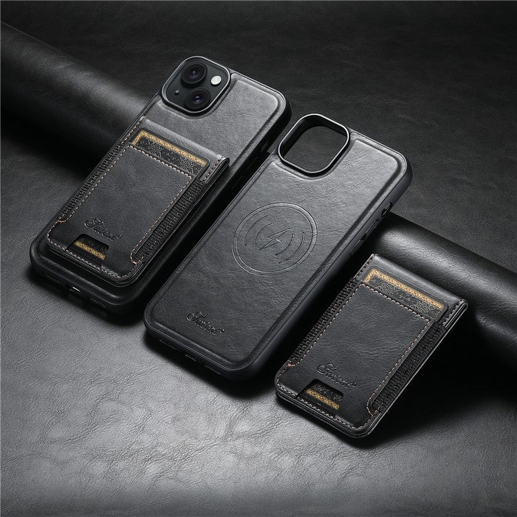 SUTENI H17 For iPhone 14 Plus Case Compatible with MagSafe Detachable Card Holder Phone Shell - Black