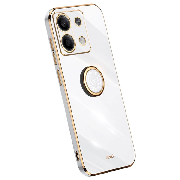 XINLI For Xiaomi Redmi Note 13 Pro 4G / Poco M6 Pro 4G Case Electroplating TPU Cover with Kickstand - White