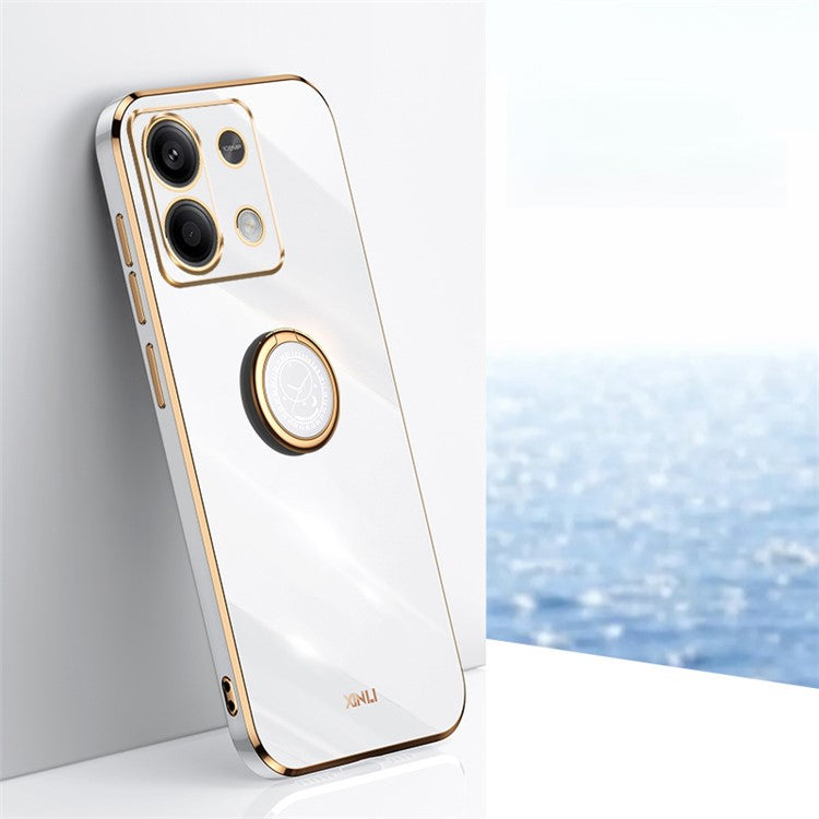 XINLI For Xiaomi Redmi Note 13 Pro 4G / Poco M6 Pro 4G Case Electroplating TPU Cover with Kickstand - White