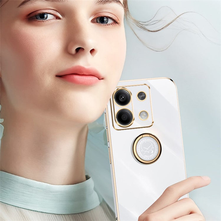 XINLI For Xiaomi Redmi Note 13 Pro 4G / Poco M6 Pro 4G Case Electroplating TPU Cover with Kickstand - White