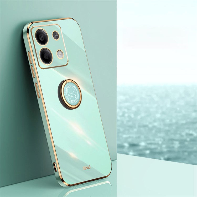 XINLI For Xiaomi Redmi Note 13 4G Case Soft TPU Electroplating Phone Kickstand Cover - Cyan