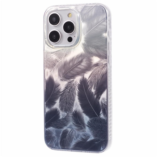 MP Series For iPhone 14 Pro IMD Feathers Case TPU+Acrylic Anti-Drop Phone Cover - Black