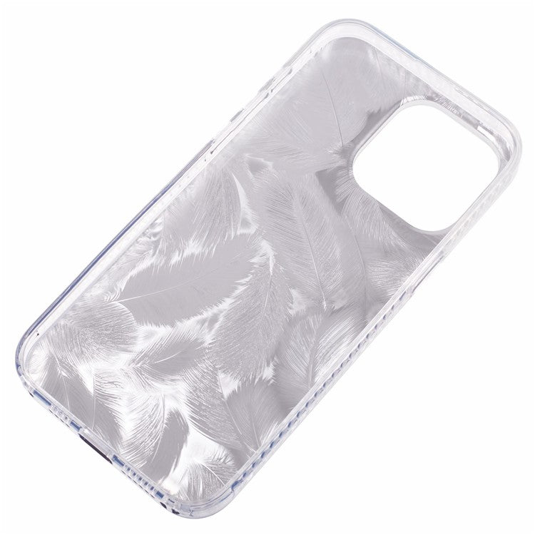 MP Series For iPhone 14 Pro IMD Feathers Case TPU+Acrylic Anti-Drop Phone Cover - Black