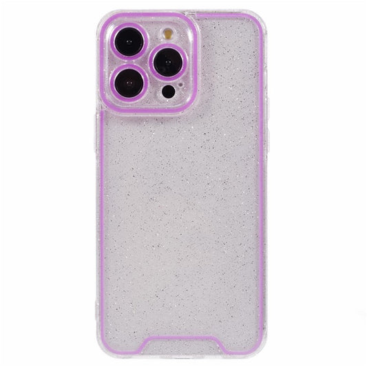 XW Series For iPhone 14 Pro Max Case Glitter Powder Bump Proof TPU Phone Cover with Luminous Design - Purple