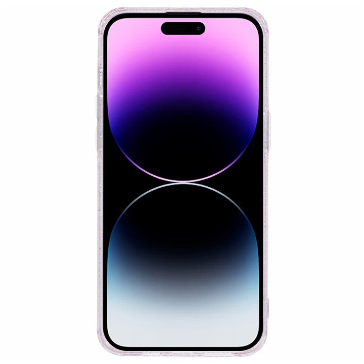 XW Series For iPhone 14 Pro Max Case Glitter Powder Bump Proof TPU Phone Cover with Luminous Design - Purple