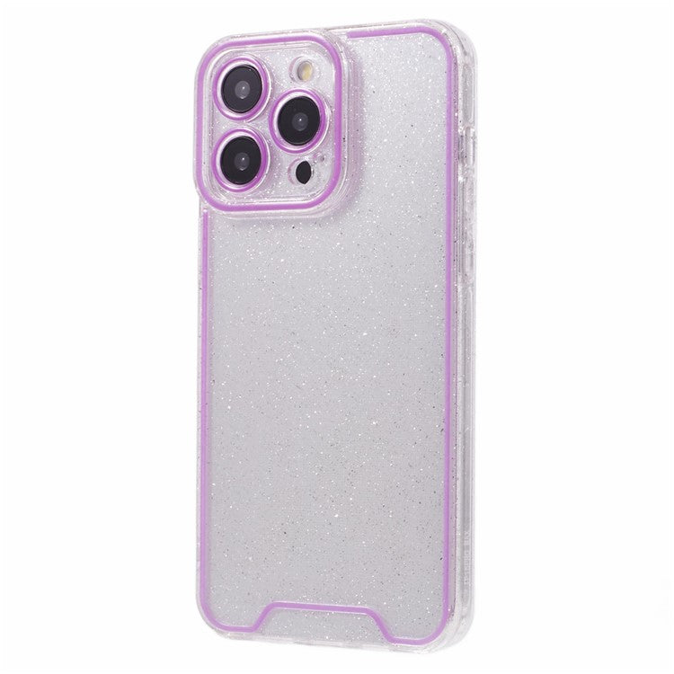 XW Series For iPhone 14 Pro Max Case Glitter Powder Bump Proof TPU Phone Cover with Luminous Design - Purple
