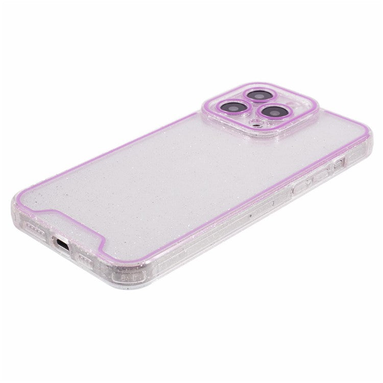 XW Series For iPhone 14 Pro Max Case Glitter Powder Bump Proof TPU Phone Cover with Luminous Design - Purple