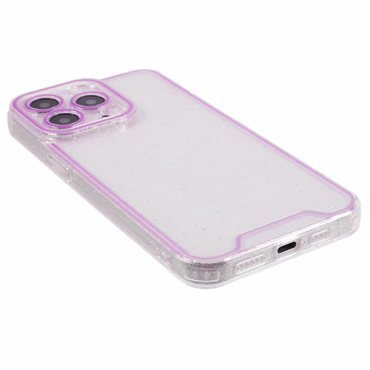 XW Series For iPhone 14 Pro Max Case Glitter Powder Bump Proof TPU Phone Cover with Luminous Design - Purple