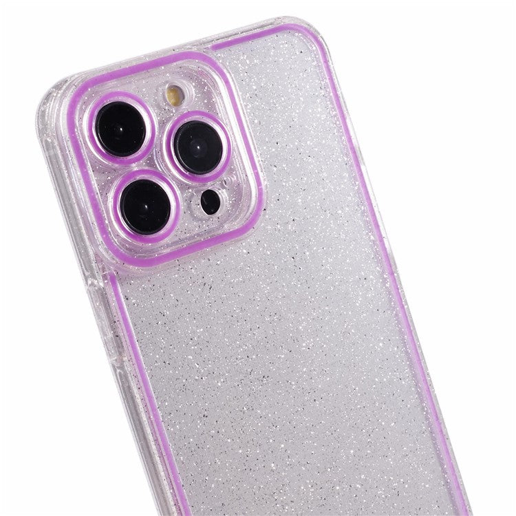 XW Series For iPhone 14 Pro Max Case Glitter Powder Bump Proof TPU Phone Cover with Luminous Design - Purple