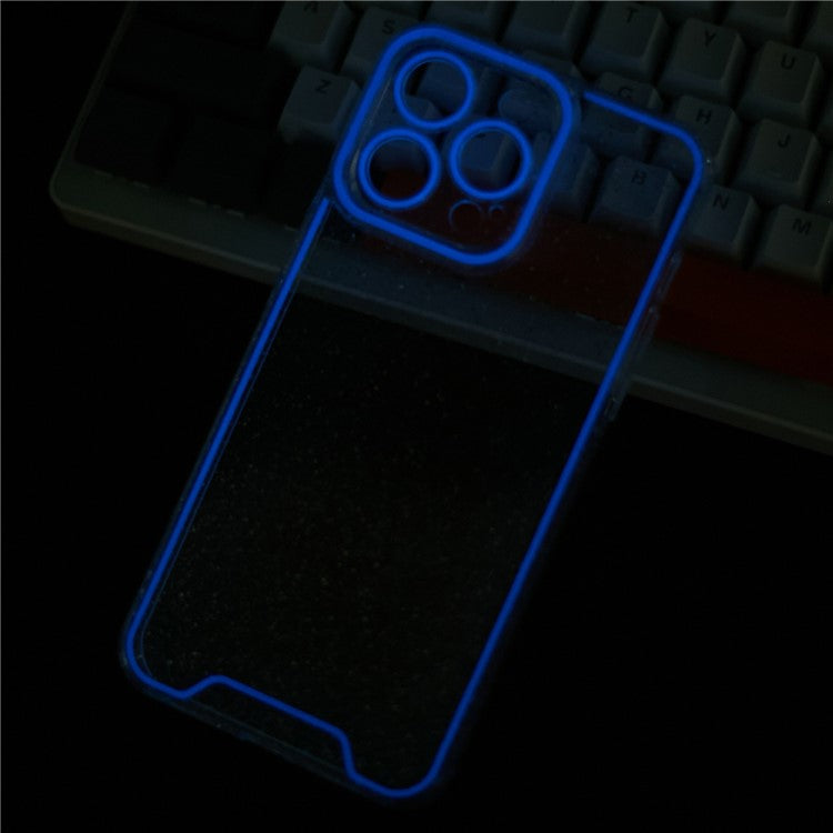 XW Series For iPhone 14 Pro Max Case Glitter Powder Bump Proof TPU Phone Cover with Luminous Design - Purple