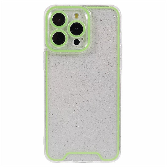 XW Series For iPhone 14 Pro Phone Case Glitter Powder Shockproof TPU Cover with Luminous Design - Green