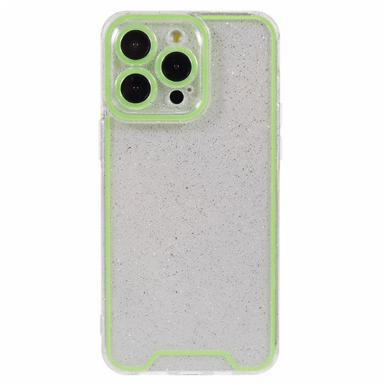 XW Series For iPhone 14 Pro Phone Case Glitter Powder Shockproof TPU Cover with Luminous Design - Green
