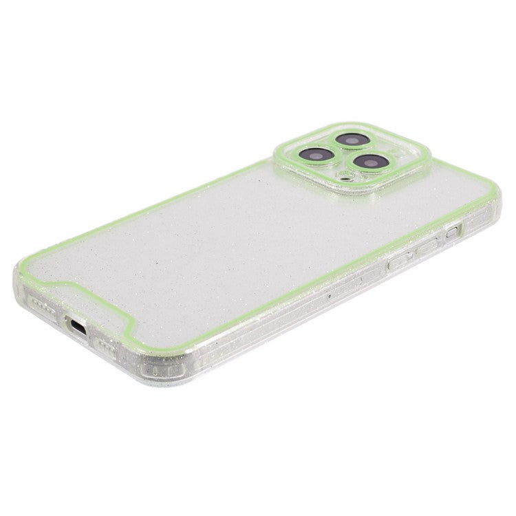 XW Series For iPhone 14 Pro Phone Case Glitter Powder Shockproof TPU Cover with Luminous Design - Green