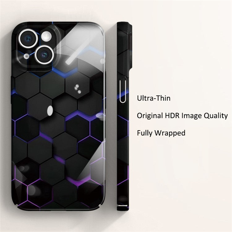 For iPhone 14  PC Case Honeycomb Pattern Drop-resistant Cell Phone Cover - Black