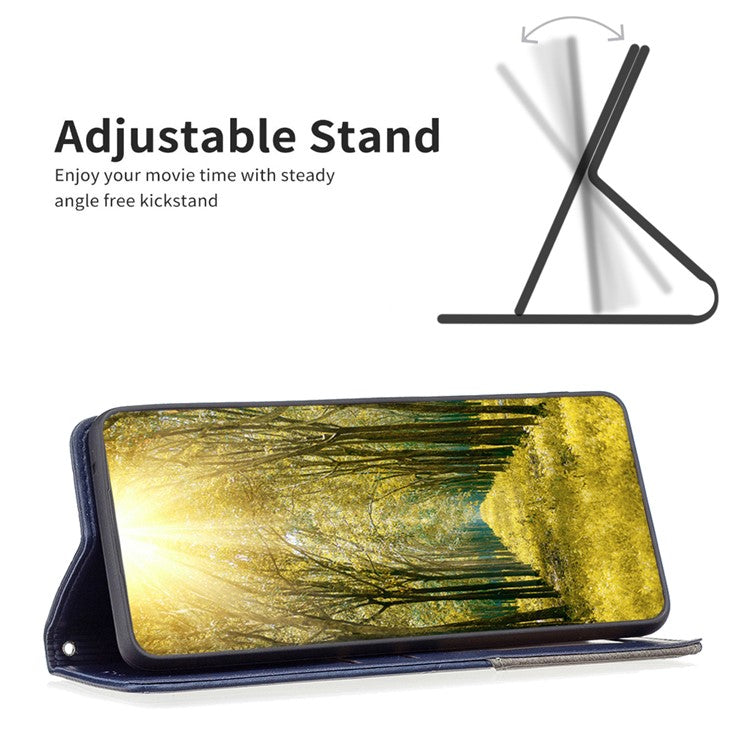 For Xiaomi Redmi A3 4G / Poco C61 4G Case with Card Slots PU Leather Rhombus Phone Cover - Blue