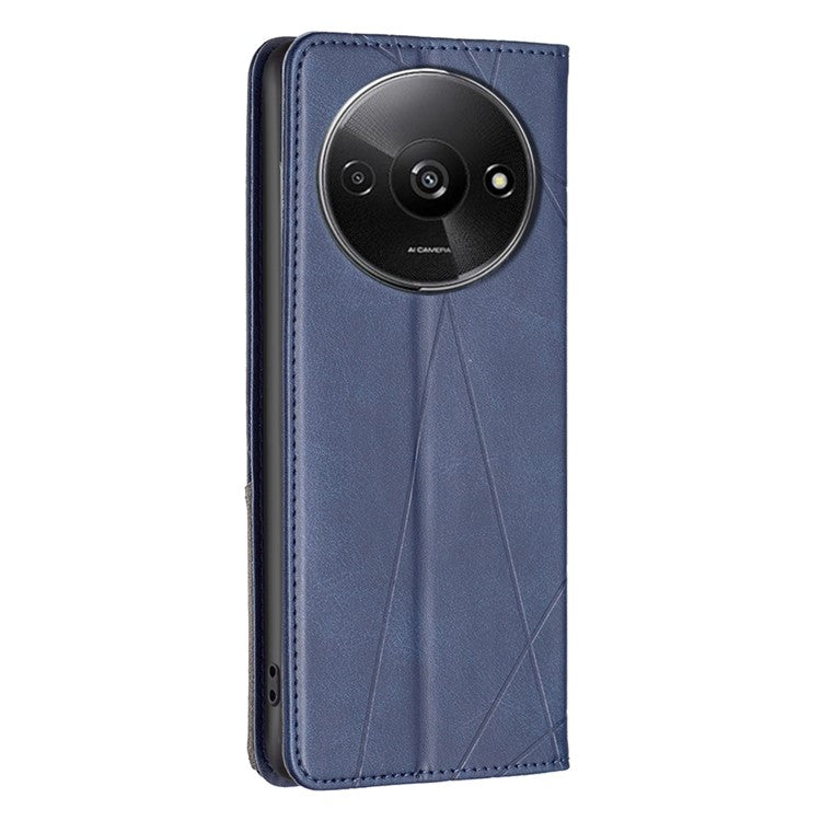 For Xiaomi Redmi A3 4G / Poco C61 4G Case with Card Slots PU Leather Rhombus Phone Cover - Blue