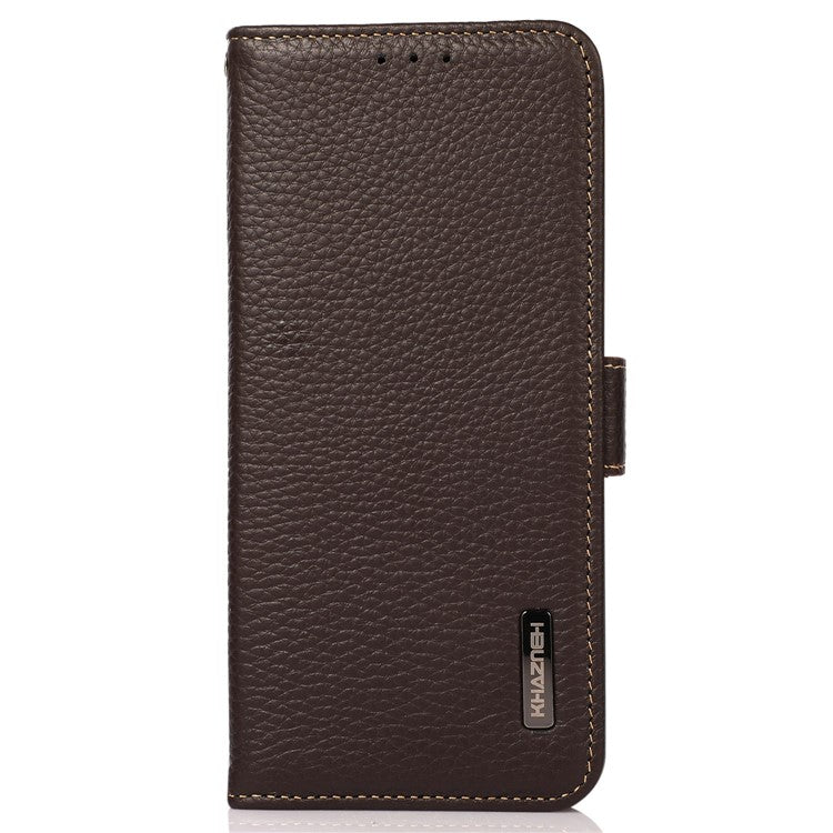 KHAZNEH For Motorola Moto G45 5G / G34 5G Case Litchi Texture RFID Blocking Anti-Drop Phone Cover - Brown
