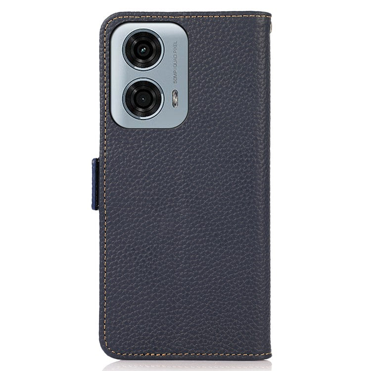 KHAZNEH For Motorola Moto G45 5G / G34 5G Case Litchi Texture RFID Blocking Anti-Drop Phone Cover - Blue