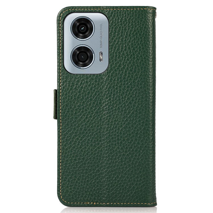 KHAZNEH For Motorola Moto G45 5G / G34 5G Case Litchi Texture RFID Blocking Anti-Drop Phone Cover - Green